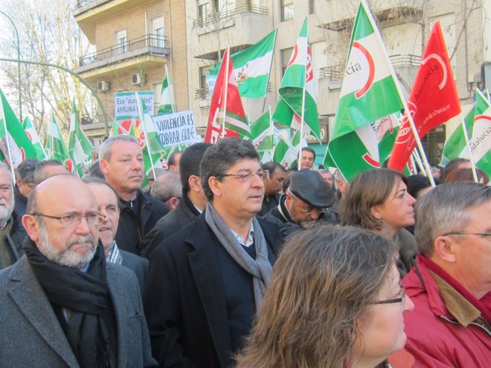 Diego Valderas, en la manifestación del 28F en Sevilla