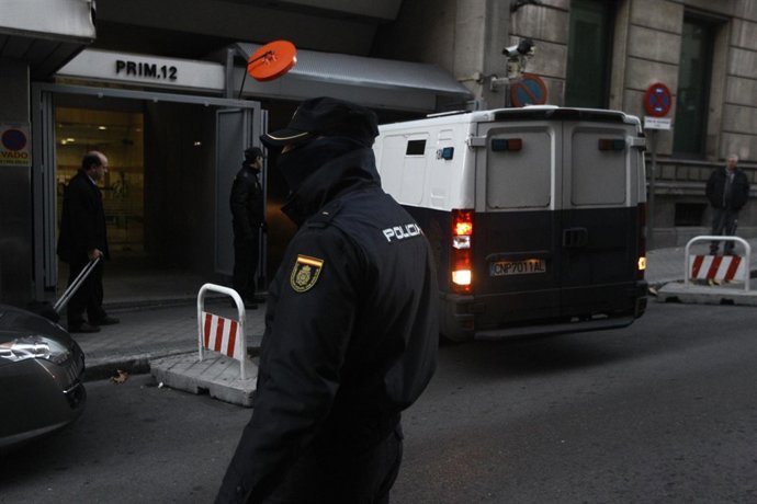 Furgón en el que Díaz Ferrán llega a la Audiencia Nacional