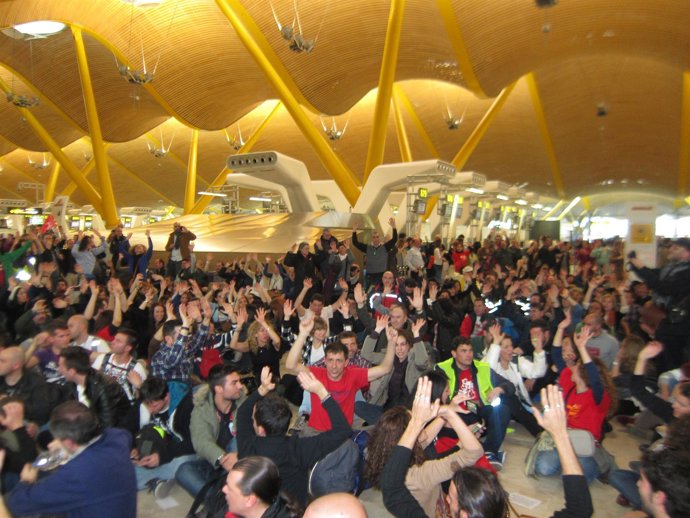 Protesta en la terminal t4