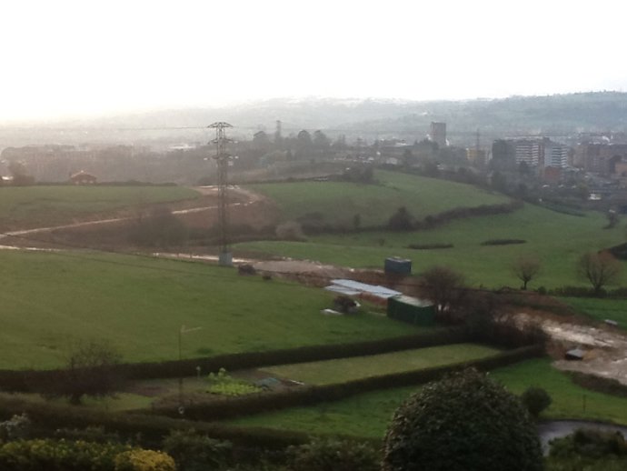 Zona de las obras del colector norte de Oviedo