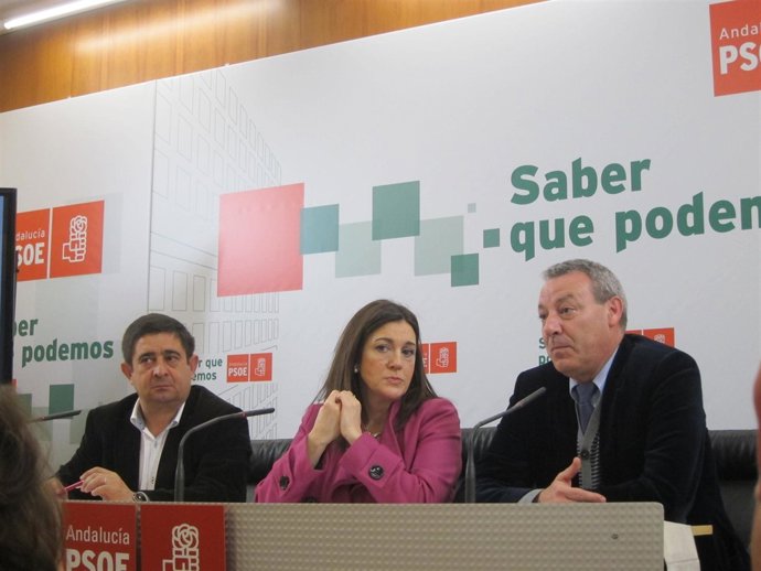 Reyes, Rodríguez y Álvarez de la Chica en la rueda de prensa.