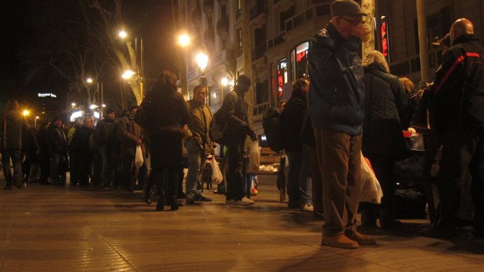Imagen del comedor social en La Rambla de Barcelona que llevan voluntarios