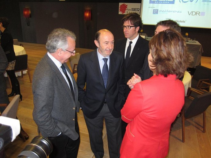 Alfredo Pérez Rubalcaba, en Pamplona.