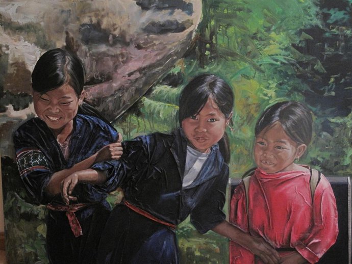 Cuadro 'Niñas Vietnamitas' de la muestra 'Retratos étnicos' de María José Andrés