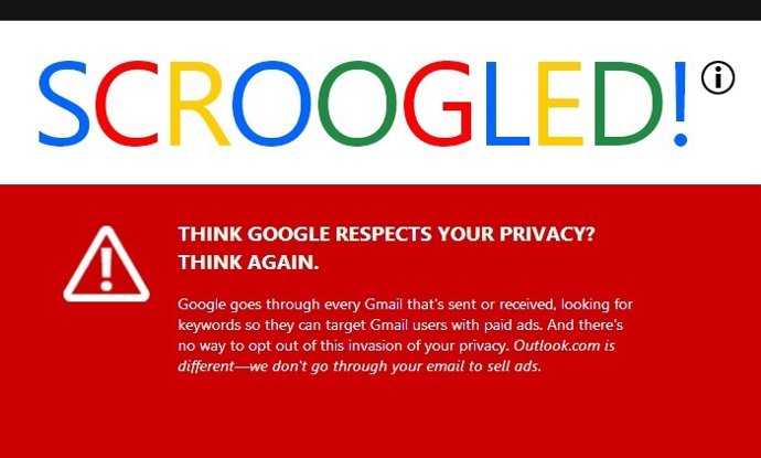 Campaña anti-Google Scroogled de Microsoft www.Europapress.Es/portaltic