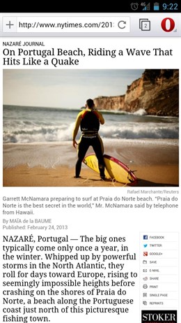 Webpage Opera movil www.Europapress.Es/portaltic