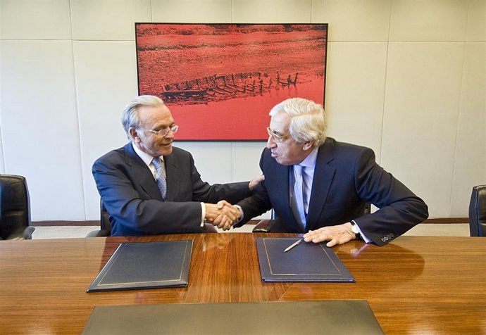 Presidente La Caixa (I.Fainé) y presidente de la Fundación Gulbenkian (A.Santos)