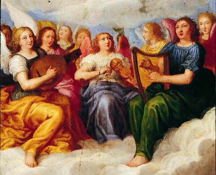 Detalle del Concierto de ángeles de la coronación de la Virgen, en el Museo.