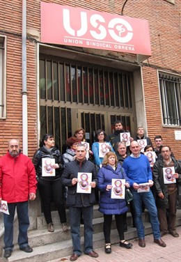 Miembros de USO, en la lectura del Manifiesto