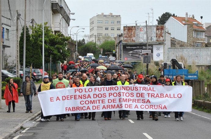 Protesta de trabajadores de Santa Bárbara en A Coruña