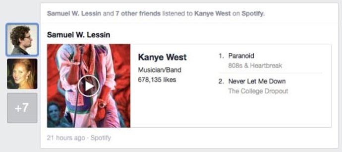 Recurso de Spotify en Facebook