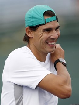 Rafa Nadal entrenándose en Indian Wells