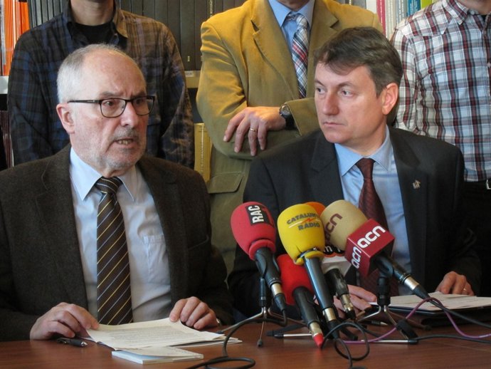 El síndic Rafael Ribó y el alcalde de Mataró, Joan Mora