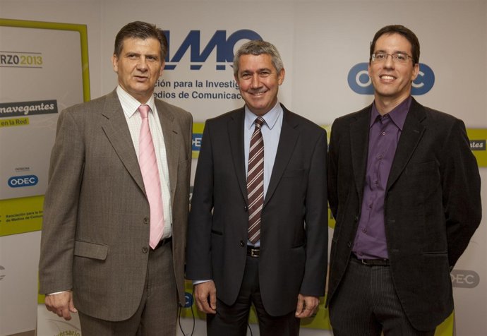 Carlos Lozano (presidente de AIMC), Victor Escribano y Luis Pistoni