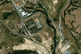 Imagen aérea de un municipio de Aragón.