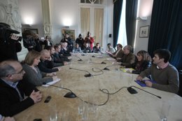 Reunión entre el alcalde de Málaga y los trabajadores de Limasa