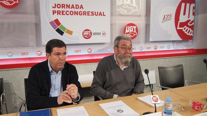 Secretario general de UGT, Cándido Méndez, y secretario de Organización, Cubillo