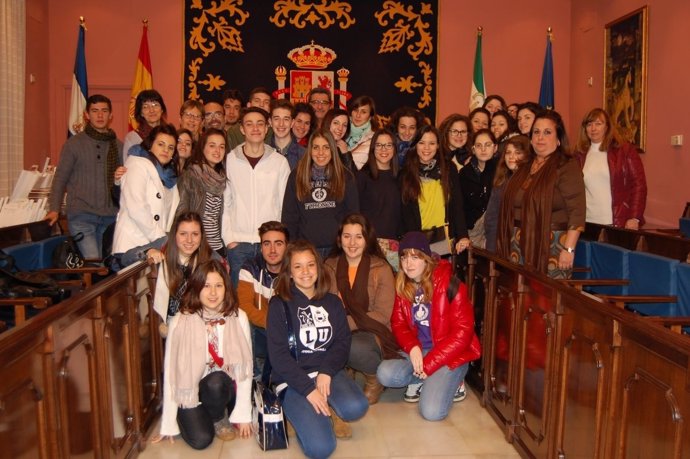 Encuentro de estudiantes italianos en el Ayuntamiento de Alcalá de Guadaíra.