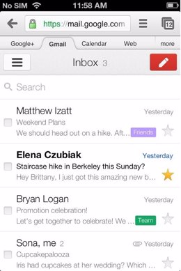 Rediseño de Gmail para la versión web móvil y la versión offline