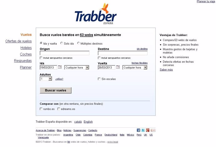 Página web de Trabber