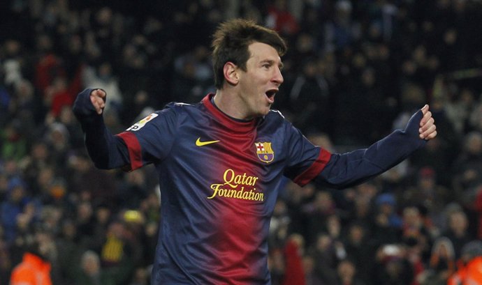 Lionel Messi celebra un gol con el FC Barcelona