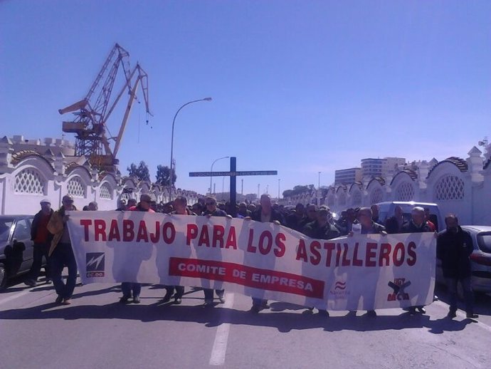 Manifestación de los trabajadores de Navantia- Cádiz