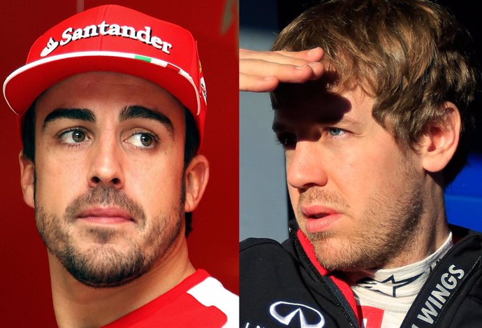 Fernando Alonso (Ferrari) y Sebastian Vettel (Red Bull)