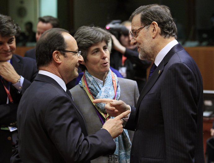 Rajoy y Hollande en el Consejo Europeo de Bruselas
