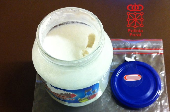 Envase donde el detenido transportaba 500 gramos de pasta de speed.