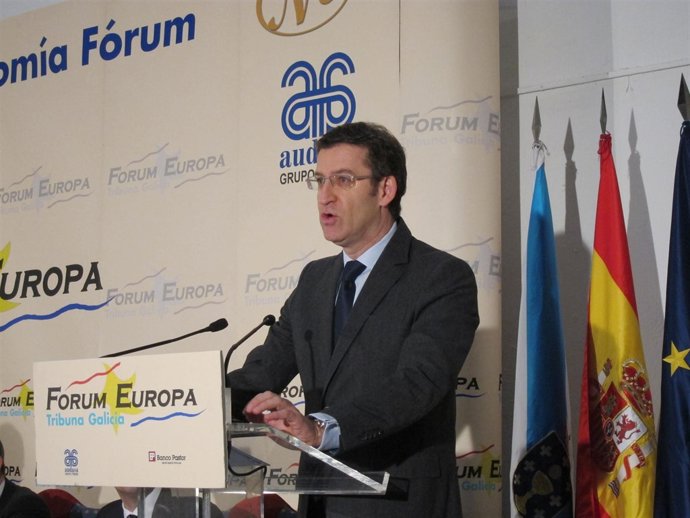 Alberto Núñez Feijóo en un desayuno informativo de Diego Calvo