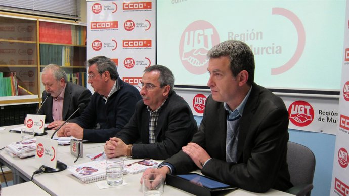 Rueda de prensa conjunta CCOO y UGT en la sede de UGT