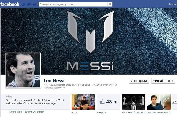 Página de Messi en Facebook