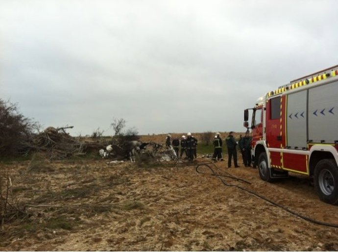 Lugar donde se estrelló la avioneta