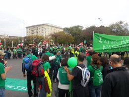 Llegada de la marcha de docentes interinos a Sevilla