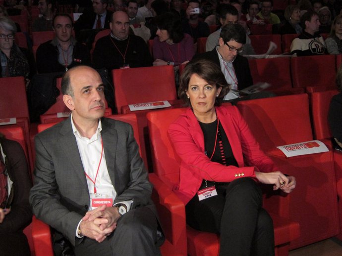 Alberto Catalán y Yolanda Barcina, en el Congreso de UPN.