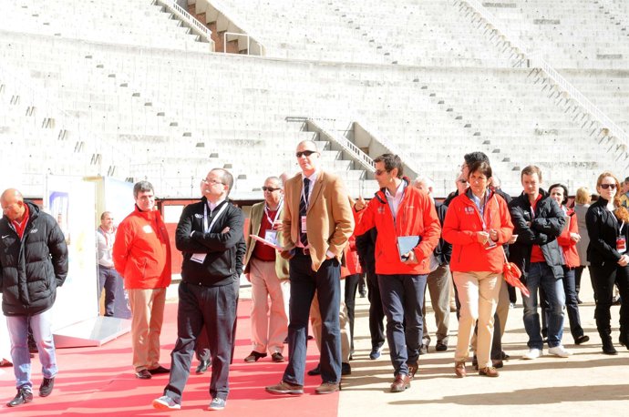 José Luis Sáez y Alberto Herreros en la visita del COI a Madrid 2020