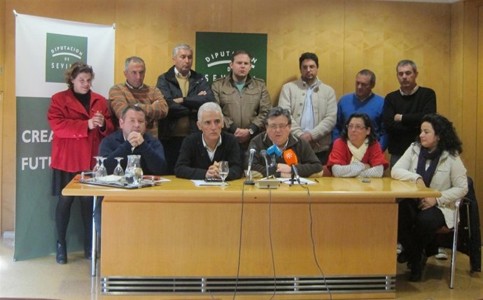 Cargos y alcaldes de IU antes del encierro en Diputación