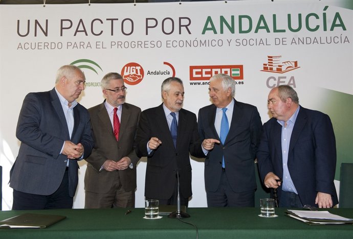 Carbonero, Ávila, Griñán, Herrero y Pastrana firman el acuerdo por el empleo