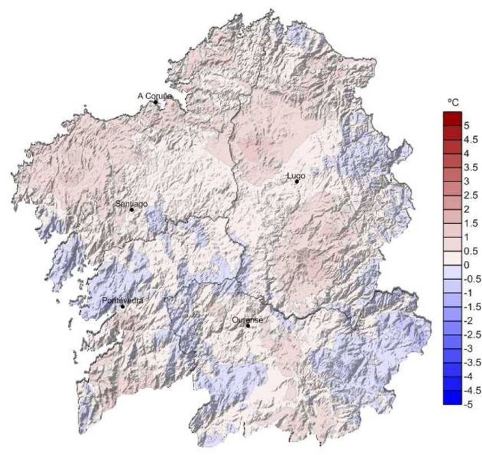 Mapa de anomalías de temperaturas