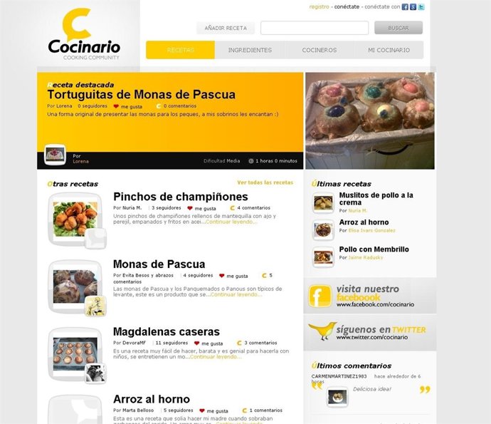 Nueva red social Cocinario.Es