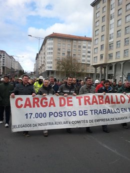 Manifestación de trabajadores del navale en Ferrol