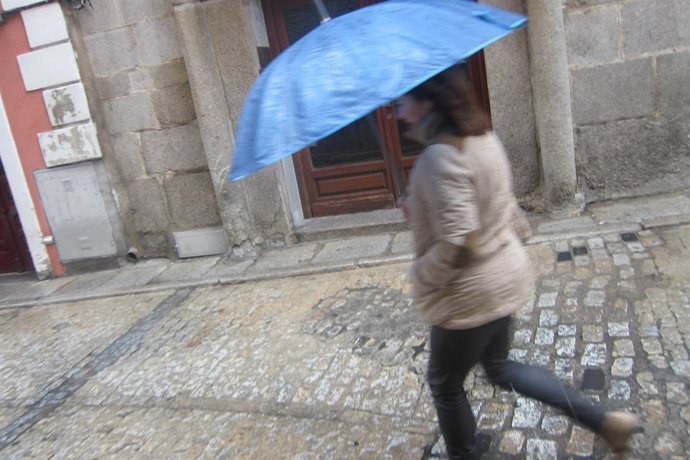 Lluvia, paraguas, temporal, frío, viento