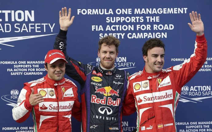 Sebastian Vettel, Felipe Massa y Fernando Alonso, GP Malasia