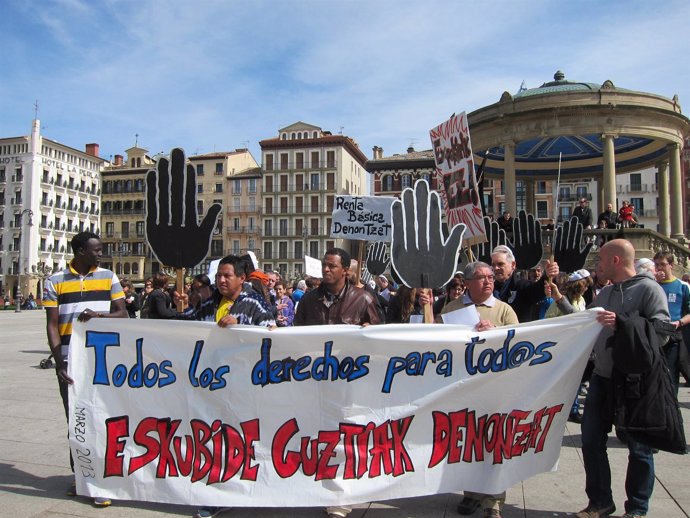 Manifestación contra el racismo en Pamplona.
