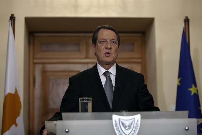 El presidente de Chipre, Nicos Anastasiades, se dirige a la nación