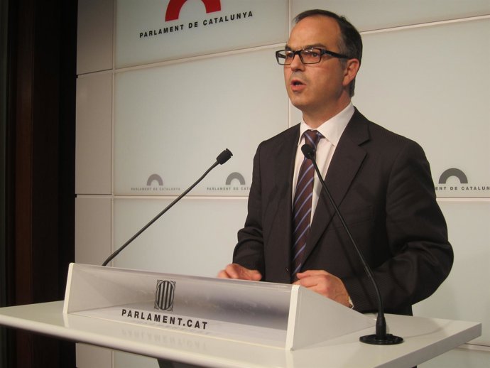 El portavoz de CiU en el Parlament, Jordi Turull, en rueda de prensa