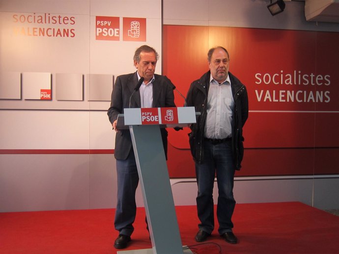 Miguel Soler (PSPV)  y Vicent Mauri (Stepv) en rueda de prensa