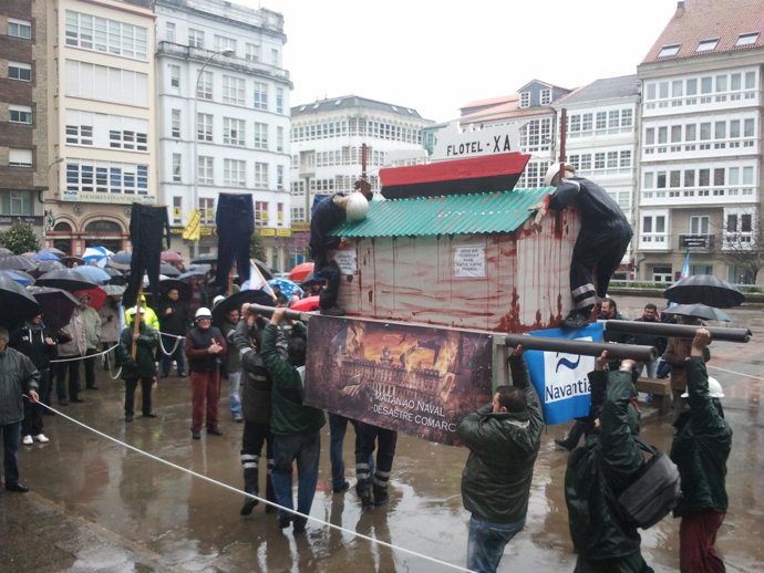 Procesión protesta de trabajadores del naval en Ferrol