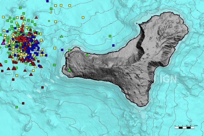 Localización de los sismos registrados en los últimos tres días