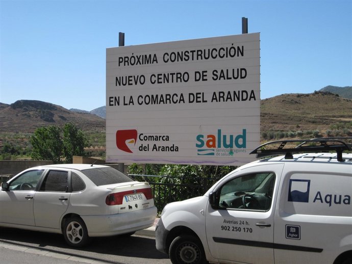 Cartel obras Hospital Illueca